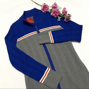 Eddie Bauer Colorblock Ribbed Zip-Up Sweater